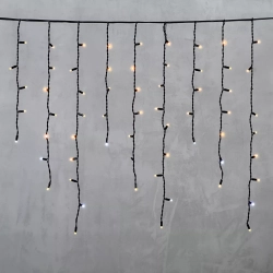 Светодиодная бахрома с колпачком 3,2*0,9 м., 168 экстра теплых белых LED ламп, мерцание, каучуковый черный провод, LTC (LL168BLW-1-2EWW)