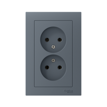 Розетка 2-м СП AtlasDesign 16А IP20 без заземл. в сборе грифель SE ATN000720