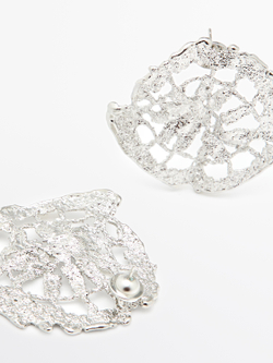 Massimo Dutti Круглые кружевные серьги, серебряный