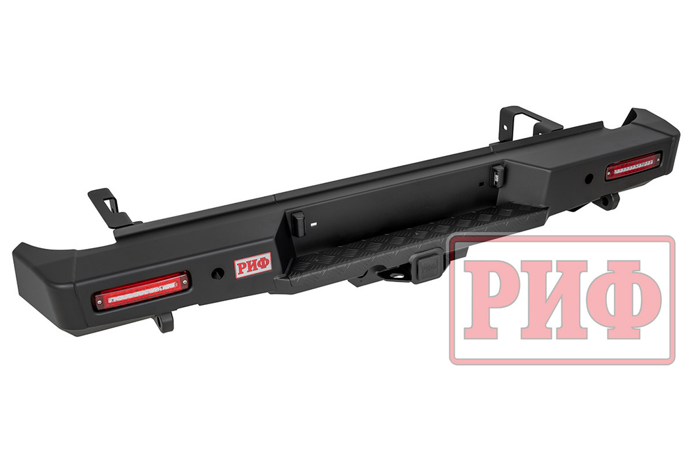 Бампер силовой задний Changan Hunter Plus с квадратом под фаркоп и фонарями РИФ