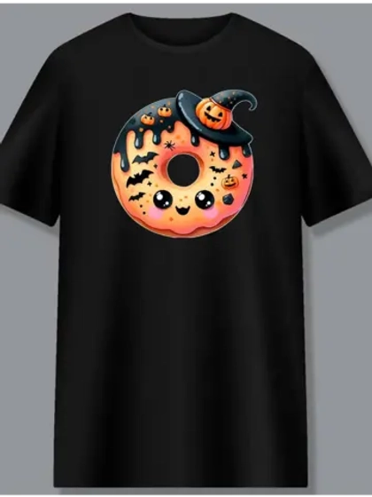 Футболка базовая с картинкой пончик. Хэллоуин