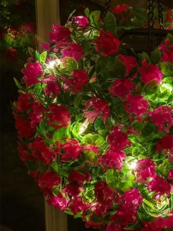 Декоративное подвесное кашпо для сада / фонарь садовый на солнечной батарее "Цветочный шар Азалия" ЧУДЕСНЫЙ САД