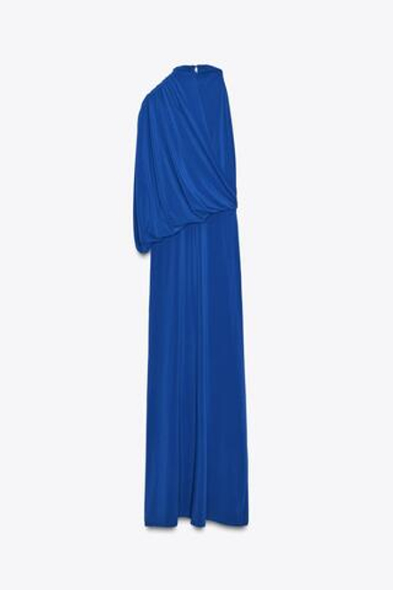 ZARA ПЛАТЬЕ СО СБОРКАМИ, ВАСИЛЬКОВЫЙ