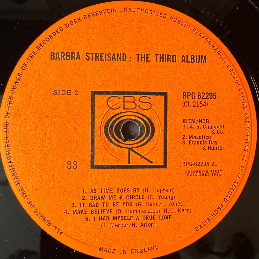 Barbra Streisand ‎– The Third Album (Англия 1964г.)