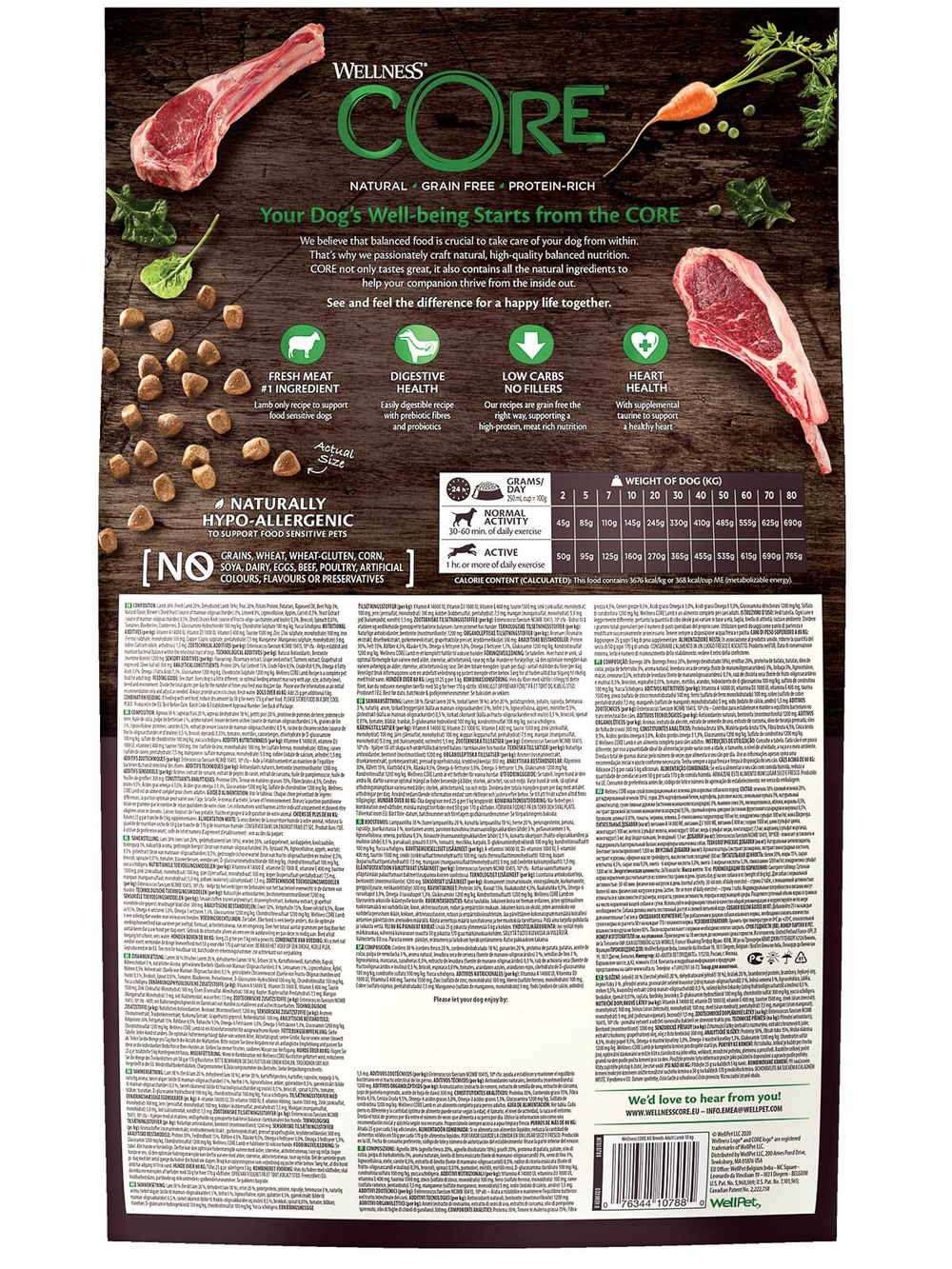 Сухой корм CORE для взрослых собак всех пород из ягненка с яблоком 10 кг