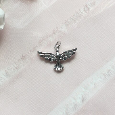 849-р Подвеска "Феникс" гладкая 15*24мм, родий