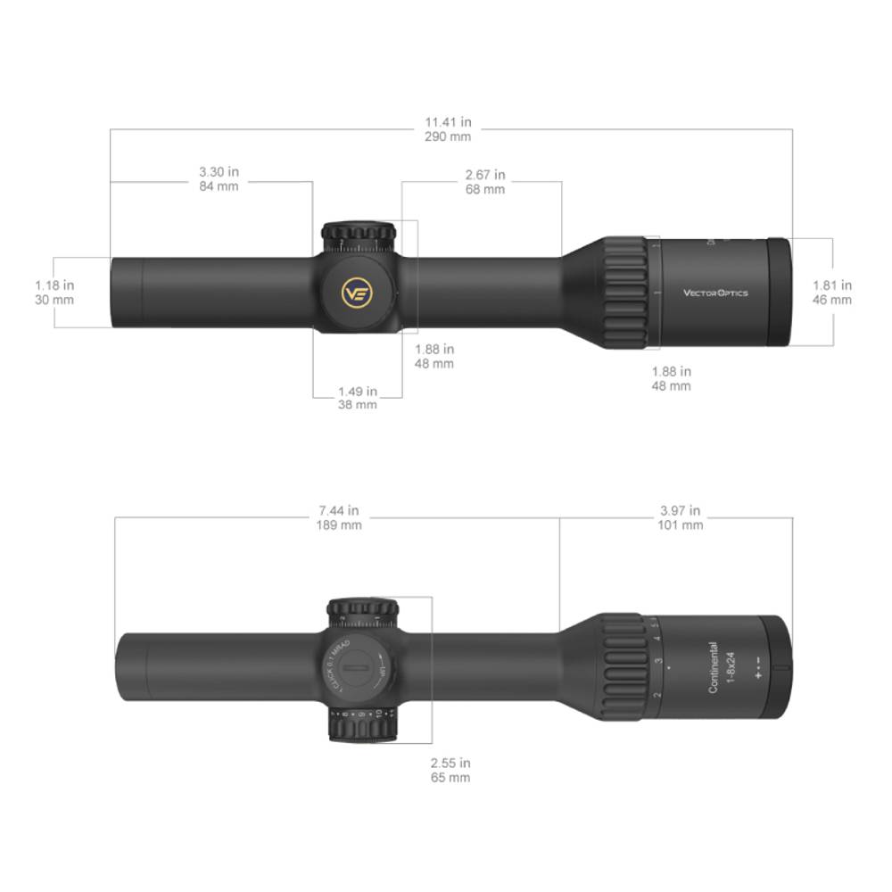 Оптический прицел Vector Optics SFP Continental x8 1-8x24i ED Hunting Fiber ( Сетка VET-FDR / с подсветкой )
