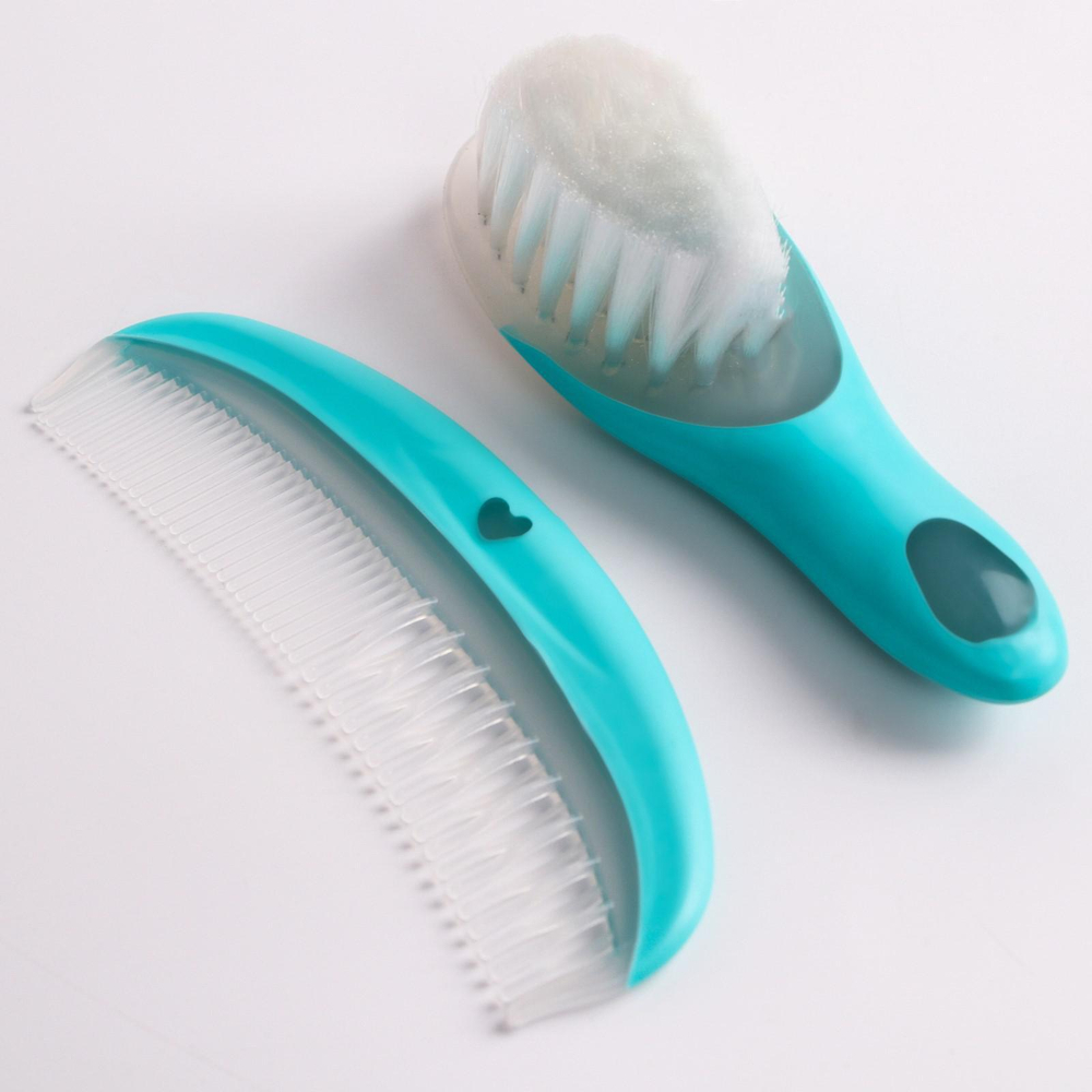 5276668 Набор для ухода за волосами «Мишка Принц», расческа и щетка, цвет бирюзовый