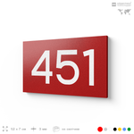 Номер на дверь 451, табличка на дверь для офиса, квартиры, кабинета, аудитории, склада, красная 120х70 мм, Айдентика Технолоджи