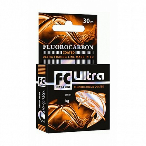 Леска AQUA FC Ultra Fluorocarbon 100% 0,18mm 30m, цвет прозрачный, 2,90kg