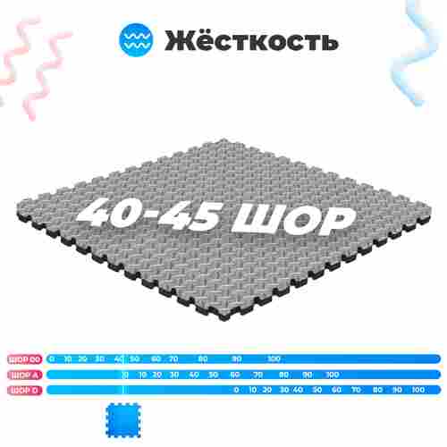 ЭВА-плитка чёрно-серая 100×100×3 см - мягкий коврик-пазл, ромбы, 10 шт.