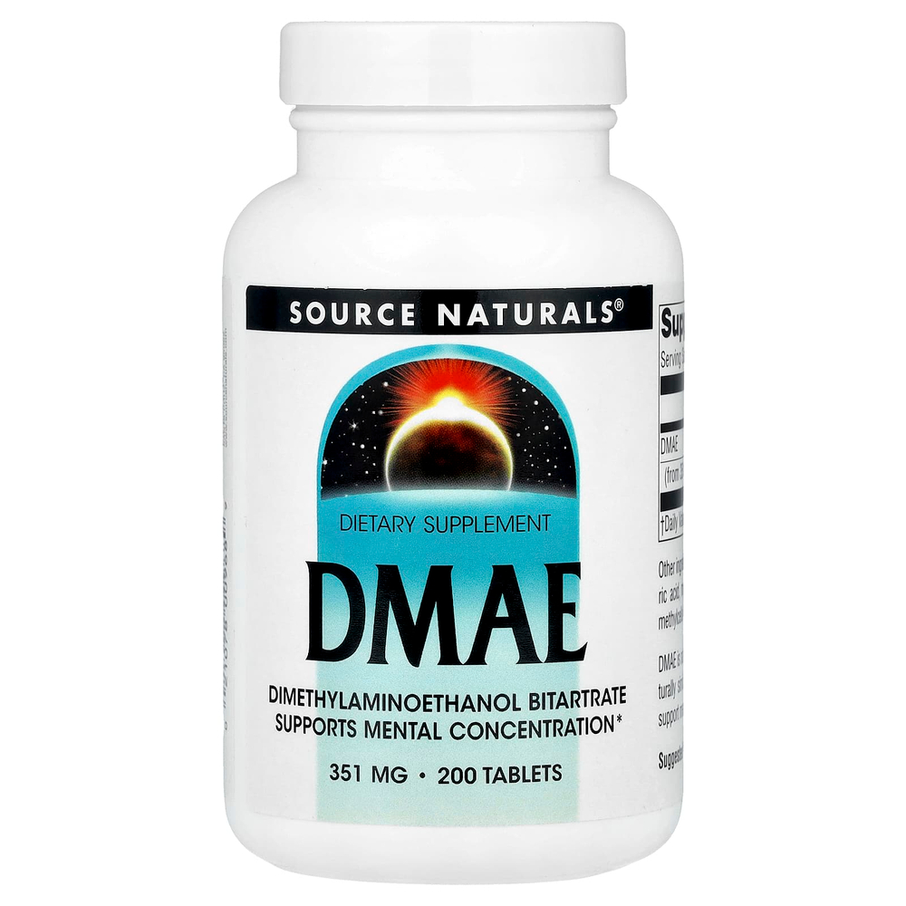 Source Naturals, ДМАЭ, 351 мг, 200 таблеток