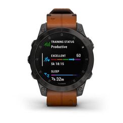 Garmin EPIX (Gen 2) Sapphire титановый черный с коричневым кожаным ремешком
