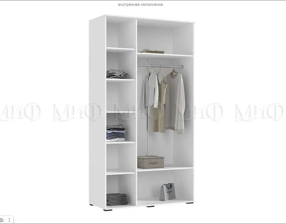 Шкаф "Норд" 3-х ств (белый/белый глянец), МФ Миф, г. Пенза