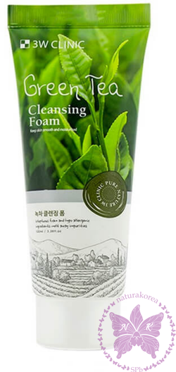 3W Clinic пенка для умывания Green Tea Foam Cleansing, 100 мл