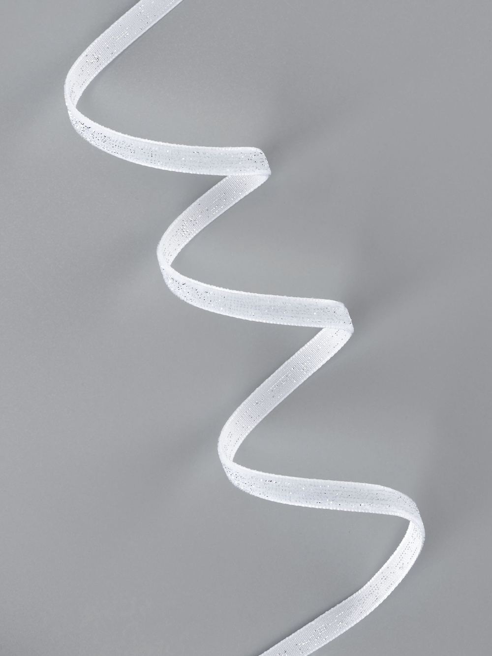 Лента бархатная 6мм, №01 белый серебряный люрекс АУ 9626551