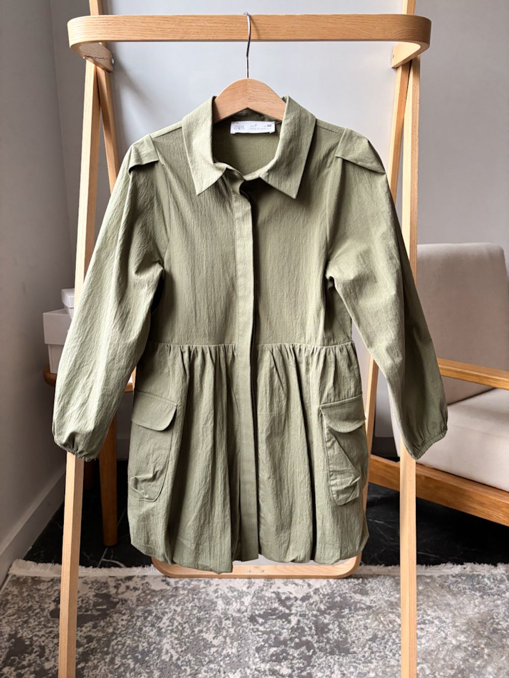 Хлопковое платье-рубашка Zara, 122