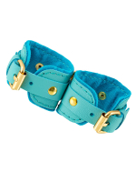 Наручники-браслеты Pecado, кожаные, для узкого запястья, голубые