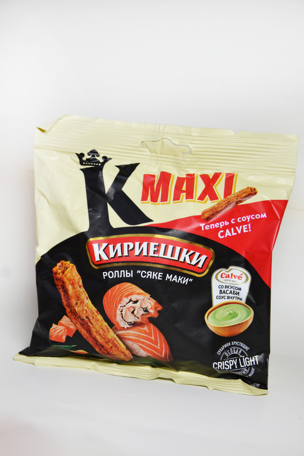 Кириешки Maxi, сухарики со вкусом роллов Сяке маки и с соусом со вкусом васаби Heinz 60 грамм