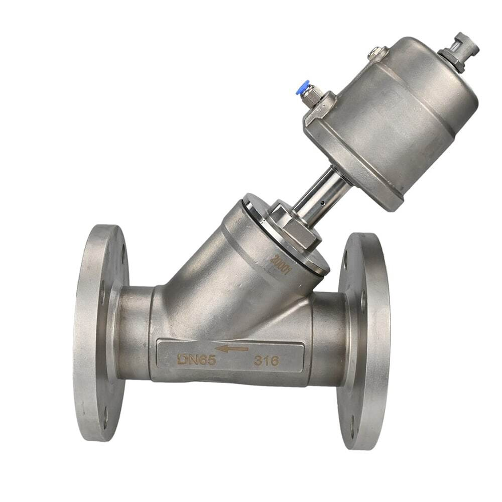 Pneumatic valve Elephant VS3232PV-F-1PNC PSI232, body material - stainless steel AISI 316, flanged, Y-shaped