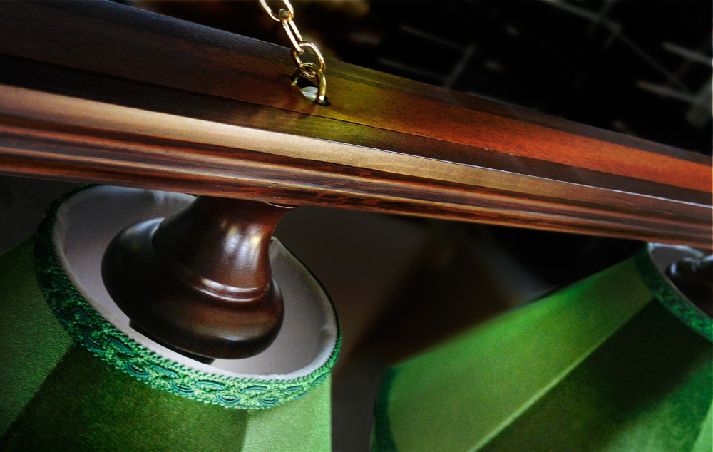 Лампа Классика 2 4пл. ясень (№1,бархат зеленый,бахрома желтая,фурнитура золото)