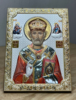 Николай Чудотворец, икона прямоугольная без рамки, красное дерево, эмаль 150х200