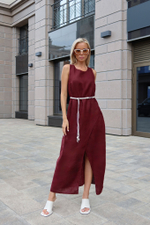 Платье изо льна в длине миди