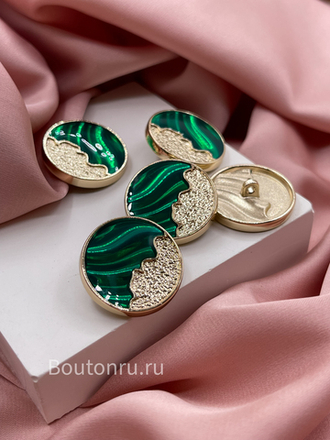 Пуговицы золотистые с изумрудной эмалью