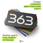 Номер на дверь 363, табличка на дверь для офиса, квартиры, кабинета, аудитории, склада, черная 120х70 мм, Айдентика Технолоджи
