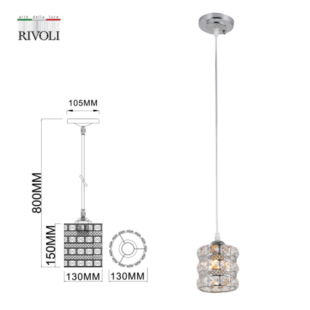 Светильник подвесной (подвес) Rivoli Carolina 9079-201 1 * Е27 40 Вт модерн потолочный | Rivoli