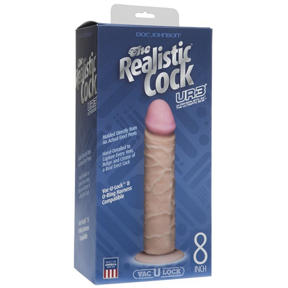 Фаллос The Realistic Cock 8''(насадка к страпон-трусикам) вторая кожа (Цвет: телесный)