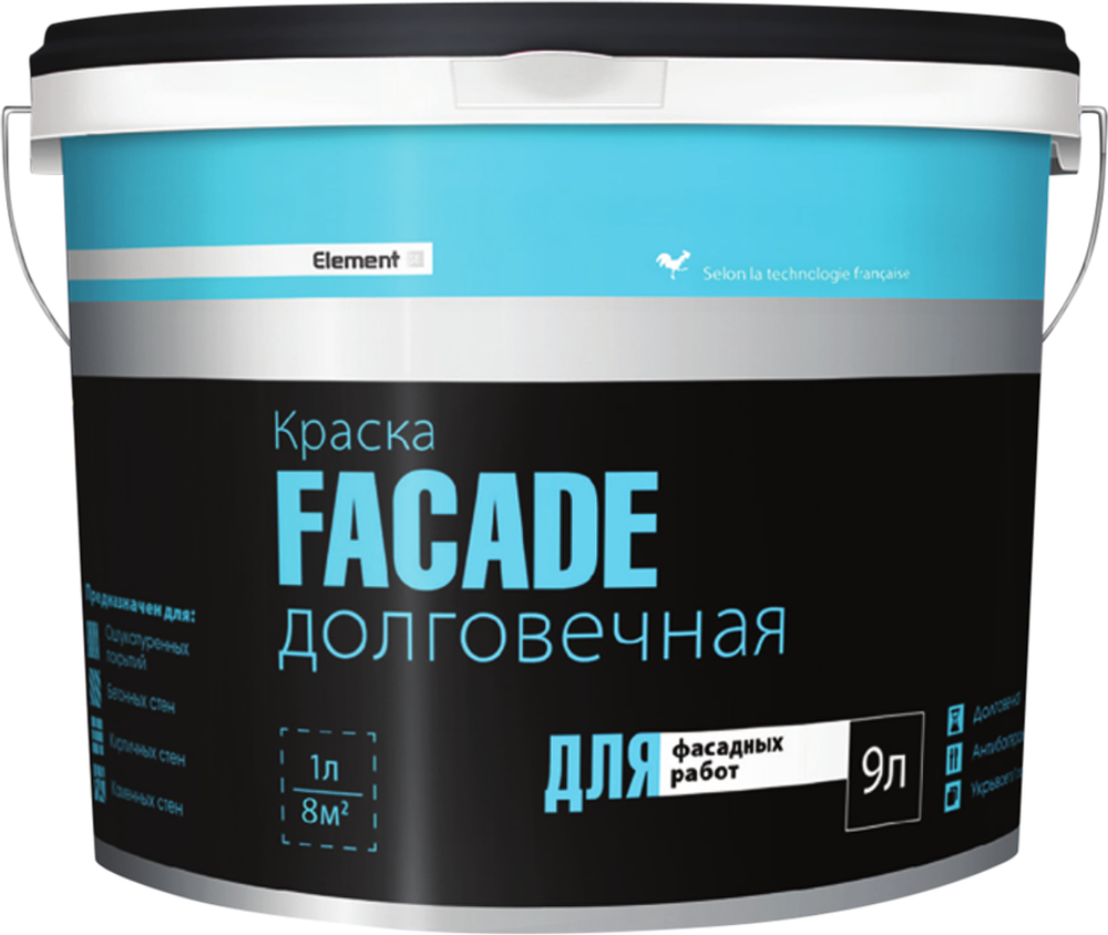 Краска Element Se Facade латексная долговечная для фасадных работ 9л (14,22кг)