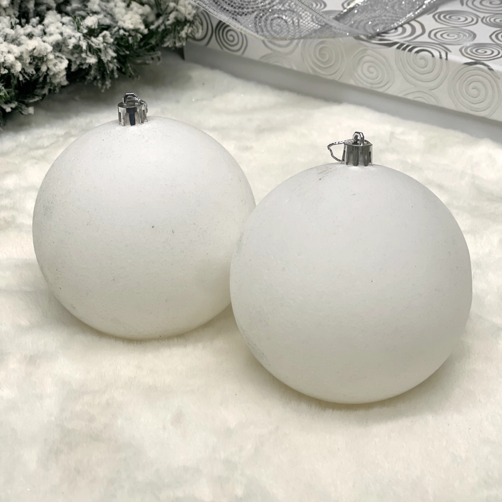 Набор шаров VELOUR «Нежный бархат» 10 см (набор 2 шт), Белый