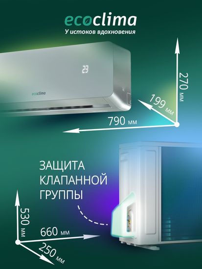 Настенная сплит-система Ecoclima ECW/I-CH12/AAS-4R1 (Silver) + EC/I-CH12/A-4R1 (White), белый