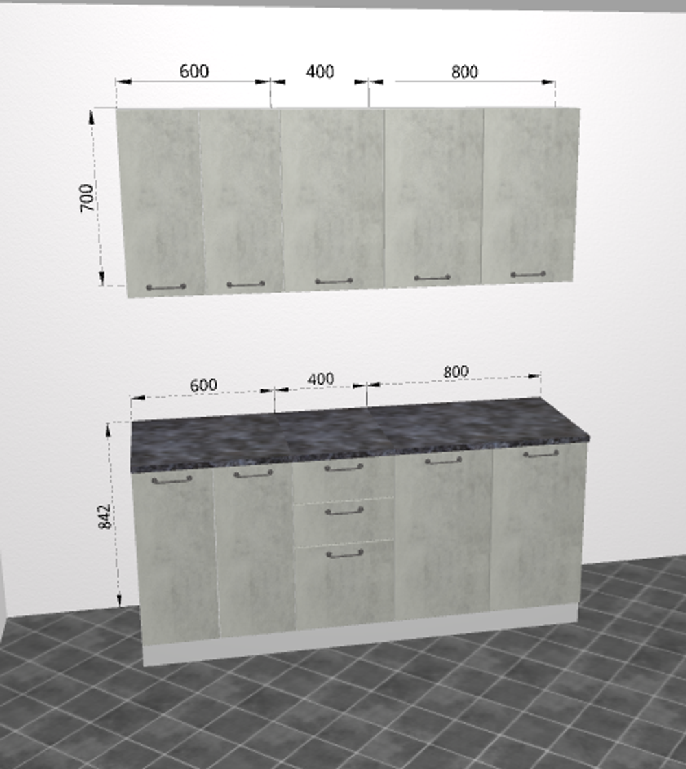 Модульная кухня "Лофт" 1800 Бетон светлый
