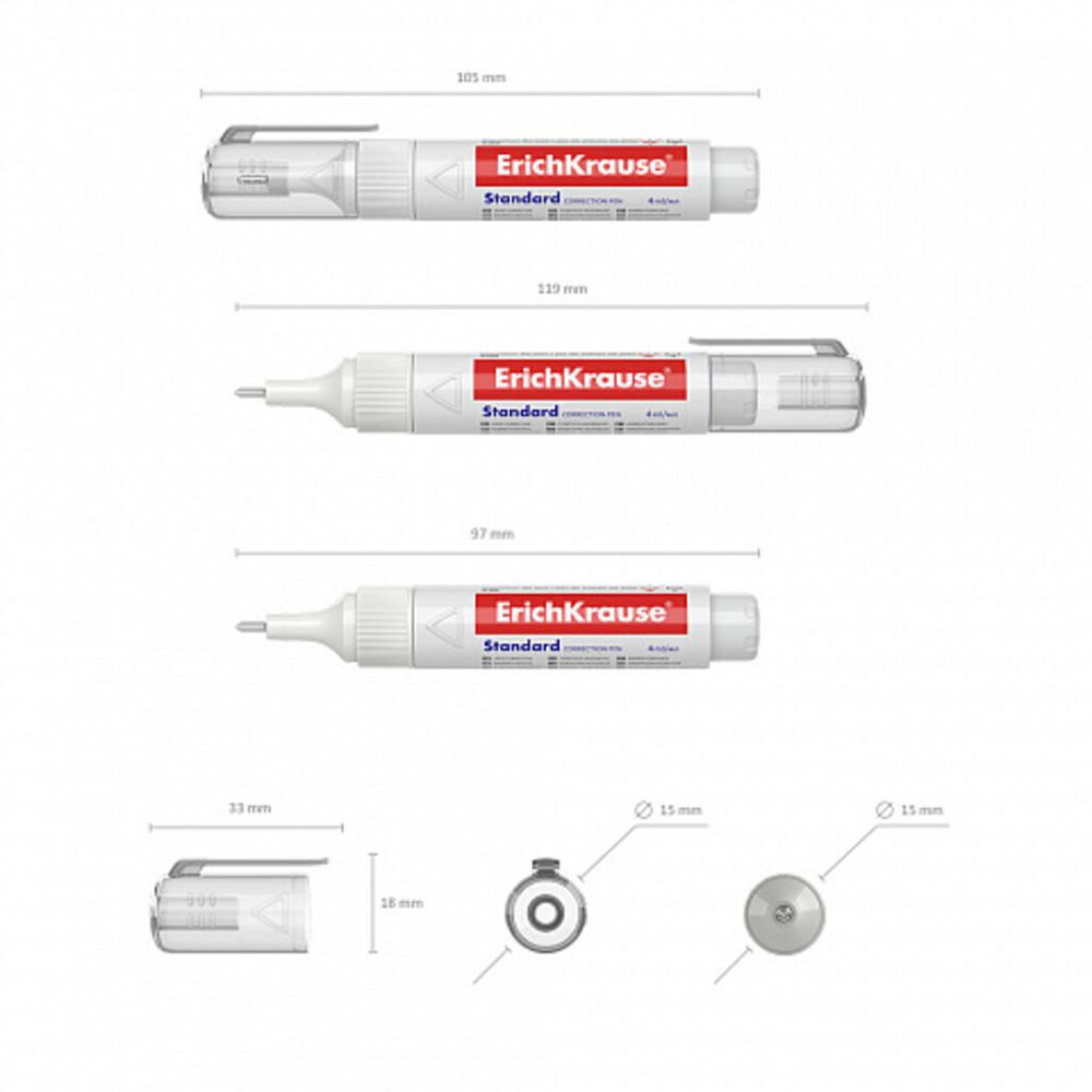 Корректирующий карандаш Erich Krause, 4мл, металлический наконечник, 1шт.