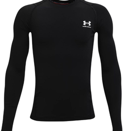 Футболка для мальчика теннисная Under Armour Boys' HeatGear Armour Long Sleeve - black/white