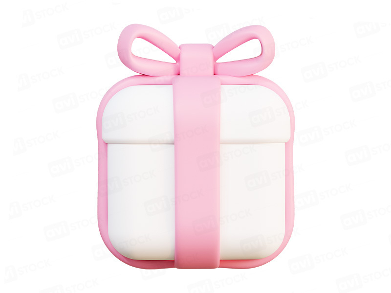 Подарочная коробка с розовой лентой на прозрачном фоне