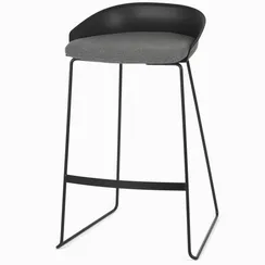 Барный стул Wally 76 см, черный с серым сиденьем