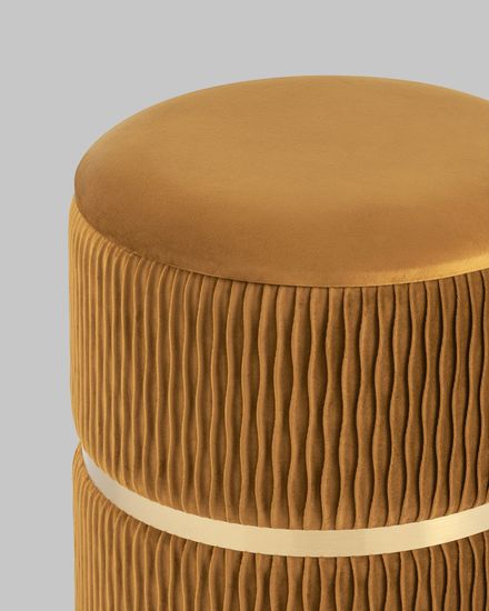 Пуф Джесси с ящиком велюр горчичный