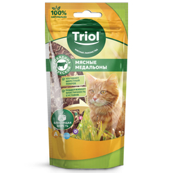 Triol, Лакомство для кошек, Мясные медальоны из говядины с треской, 40 гр.