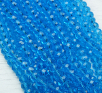 БП016НН68 Хрустальные бусины "рондель", цвет: ярко-голубой прозрачный, 6х8 мм, кол-во: 39-40 шт.