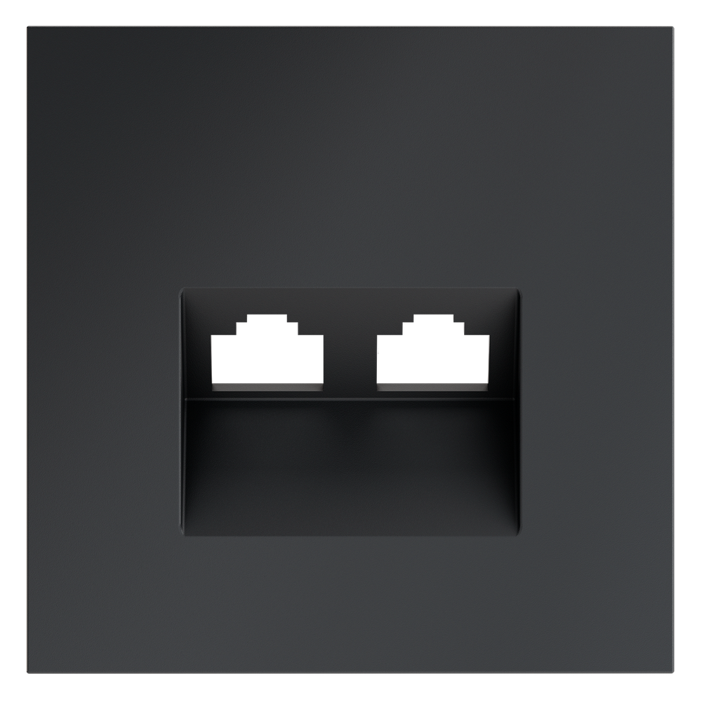 Накладка для розетки компьютерной двойной RJ45+RJ45 кат.6, S70 (графит)