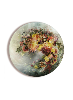 Картина на стекле тондо для интерьера круглая "Цветы тондо 2", диаметр 28 см Декор для дома, подарок
