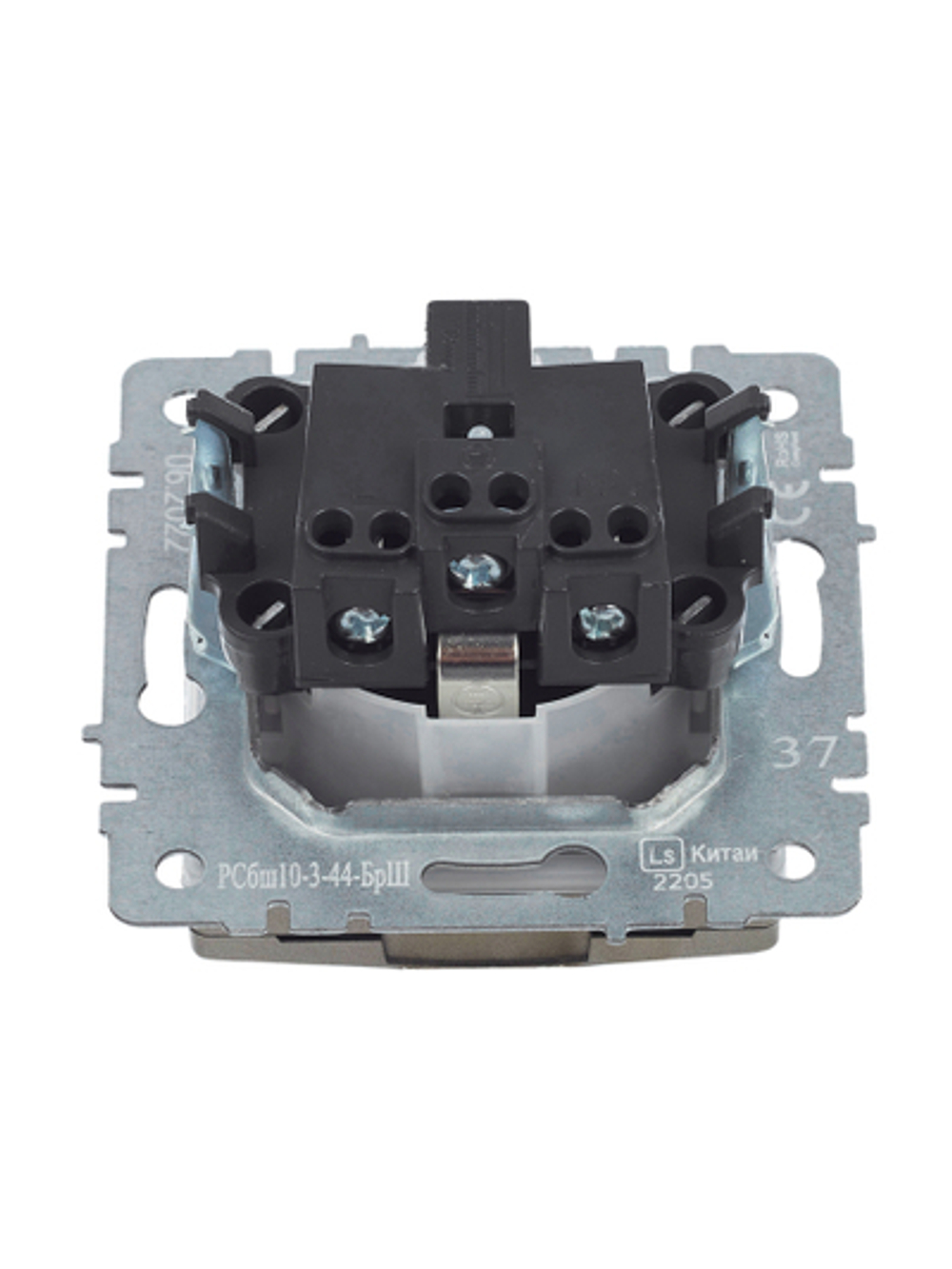 BRITE Розетка 1-местная с заземлением с защитными шторками и крышкой 16А IP44 РСбш10-3-44-БрШ шампань IEK