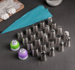 Набор кондитерский, 27 предметов в кейсе: 24 насадки d=3,7 см, 2 адаптера, мешок 30×15 см, насадки МИКС