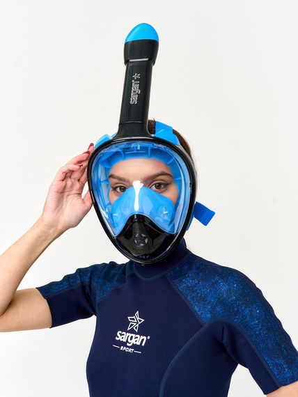 Маска полнолицевая Sargan Планета океан 2.0 черный/голубой