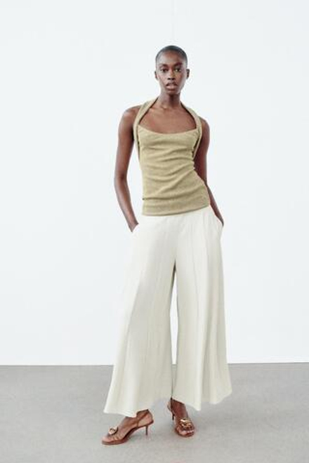 ZARA ШИРОКИЕ БРЮКИ, ЭКРЮ