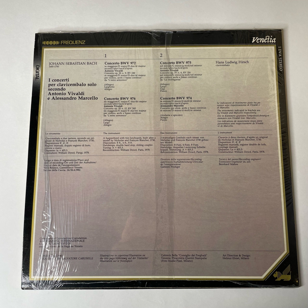 Винтажная виниловая пластинка LP Hans Ludwig Hirsch, Bach and Venezia 1 (Италия 1983)