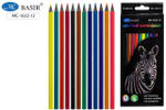 Карандаши 12цв. "Зебра" черный пластик, шестигран, яркие цвета (Basir)